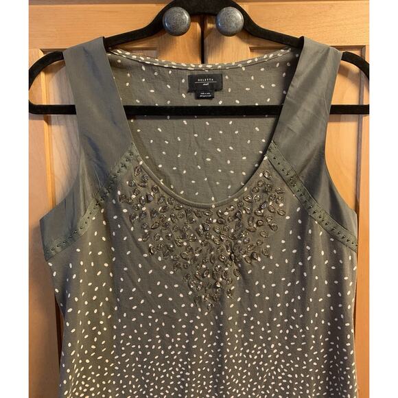 Anthropologie Deletta Tank Small Womens Army Green & Beige with Embellishments - Picture 6 of 9